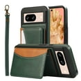 thumbnail image 6 of for Google Pixel 8 Pro Wallet Case with Card Slots, Hand Wrist Strap Rotate Ring Design, Finger Grip Ring PU Leather Magnetic Button Shockproof Purse Phone Cover for Google Pixel 8 Pro, Green, 6 of 6