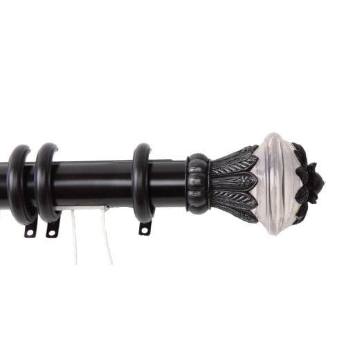 Rod Desyne Paradise Decorative Traverse Rod Set with Rings, 48 to 84-Inch, Black