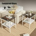 thumbnail image 3 of BISHE Coffee Table with Storage, Glass Coffee Table and End Tables for Living Room, Modern Rectangle and Square Coffee Table Set of 3, White, 3 of 7