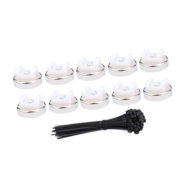 20Pcs Practical Sturdy Magnetic Cable Tie Base With Nylon Straps Accessory for Office Home Vehicle Cord Control Multicolor