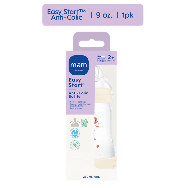 MAM Self-Sterilizing 9 oz Anti-Colic Baby Bottle with Vented Base