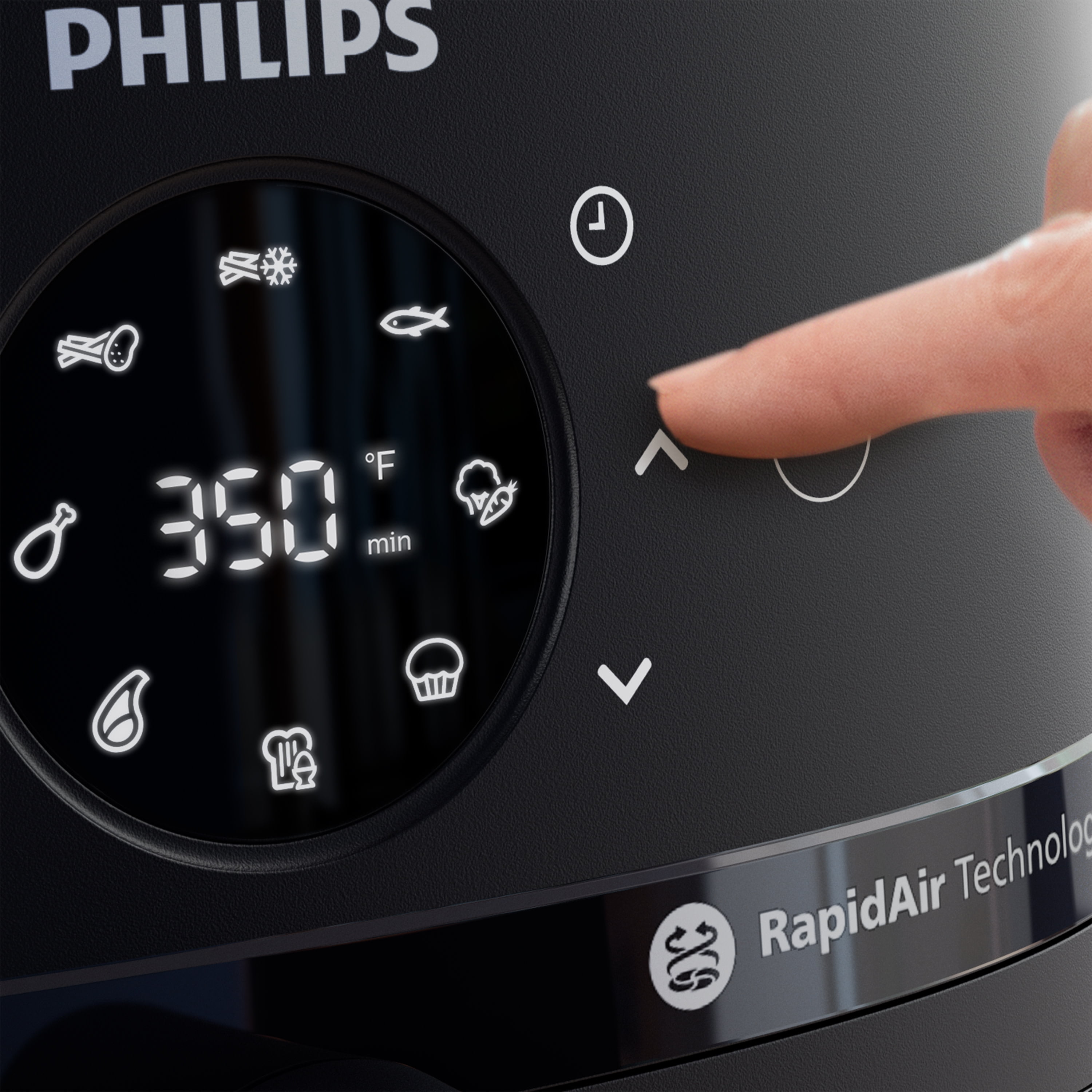 Philips 2000 Series Airfryer with Window, 6.6 Qt (6.2L) Capacity, Black, Silver Handle