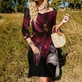 thumbnail image 3 of Dark Lilies Water Drops Beauty Women's Fall Dresses Casual Loose Flowy Swing Shift Dress, 3 of 9