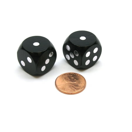 Pack of 2 18mm Wood Dice Loaded To Roll 1 - Black with Silver (Best Way To Roll Dice)