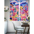 thumbnail image 3 of Colorful Abstract Sheer Curtains 72 Inch Length 2 Panels Set, Oil Painted Contemporary Modern Voile Window Treatment Rod Pocket Curtains Sheers Drapes for Bedroom/Living Room/Kitchen 52"x72"x2, 3 of 7