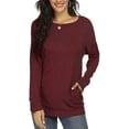 thumbnail image 4 of JuneFish Women Long Sleeve Shirts Casual Tops Dressy Blouses Loose Tunic with Pockets, 4 of 6