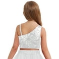 thumbnail image 4 of vastwit Kids Girls One Shoulder Sparkly Sequins Crop Top Jazz Hip Hop Cheer Ballet Dance Tank Top White 14, 4 of 5
