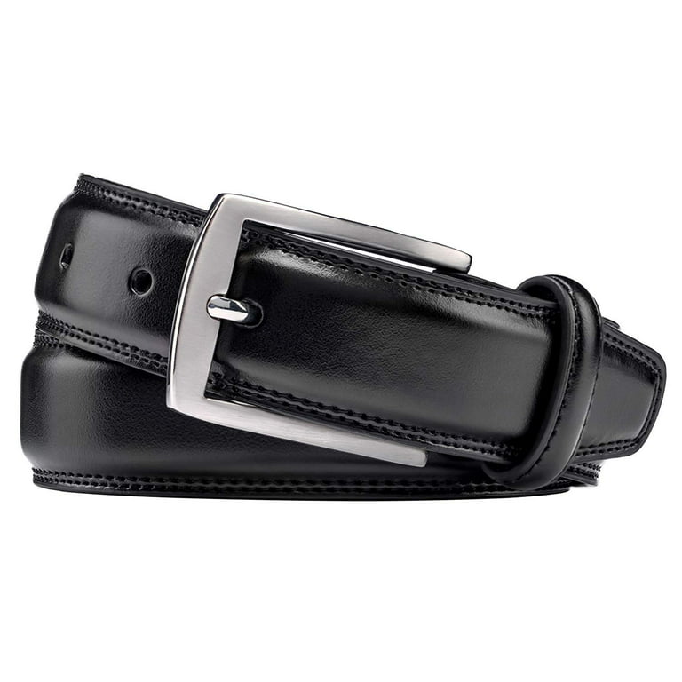 MILORDE Men Genuine Leather Belt with Single Prong Buckle, Fashion