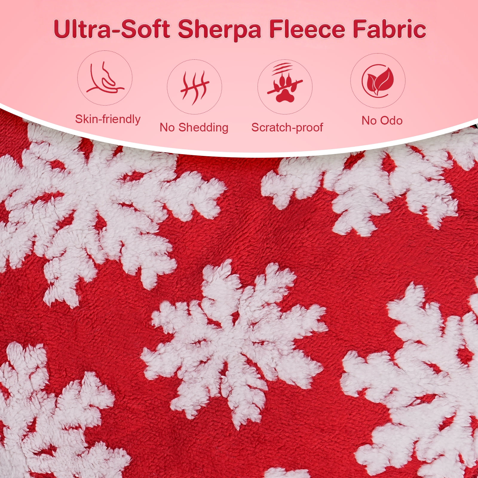 Hutact 3-in-1 Cat Tunnel with Cushion Cat Bed, 36in Cat Tunnel with Cushion Fleece Festive Red Snowflake – Detachable, Foldable, for 1-2 Cats Exercise Playing Sleeping, Red