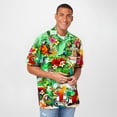 thumbnail image 3 of XIAOCHA Men's Parrot Hawaiian Shirt Camp Collar Short Sleeve Tropical Print Button Up Blouse Vibrant Casual Beach Party Going Out Top, 3 of 3