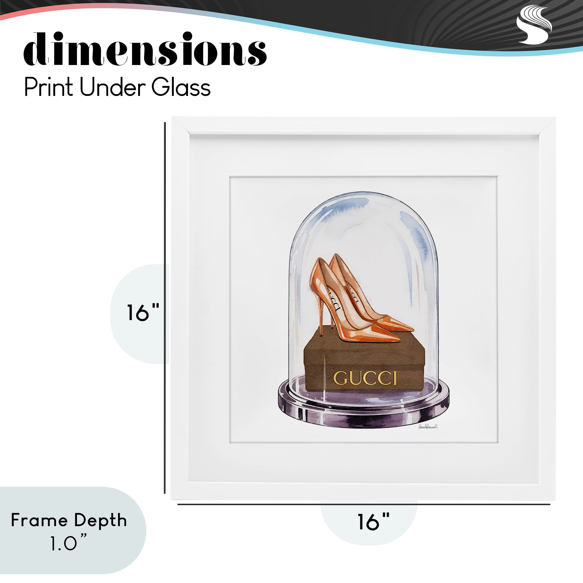 Stupell Industries Satin Heels in Bell Jar White Framed Print Under Glass, design by Amanda Greenwood