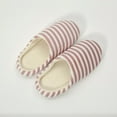 thumbnail image 3 of JeashCHAT Stripe Fuzzy Slippers for Women Men, Soft Plush Comfy Slip On House Slippers Warm Soft Soled Indoor Floor Cotton Slipper for Home Hotel Bedroom, 3 of 9