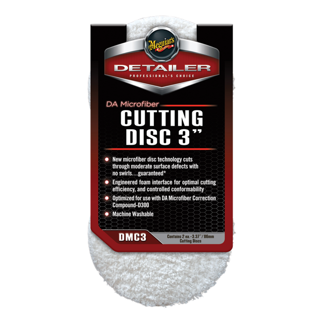 Meguiars Buffing Pad DMC3 Cuts Through Moderate Surface Defects Without Swirls; Microfiber; 3 Inch Diameter; Set Of 2