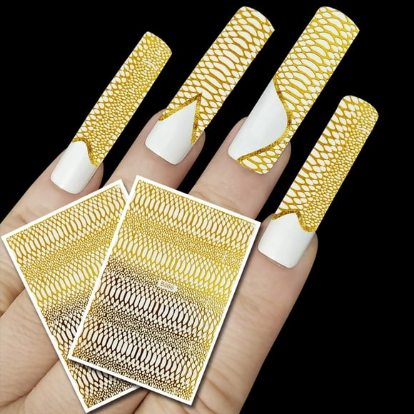 EGNMCR Press on Nails Snake Pattern DIY Nail Sticker Nail Sticker 12 Colors With Adhesive Nail stickers