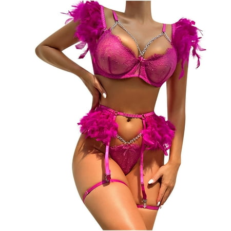 

TFDZ Sexy Lingerie For Women Lingerie For Women Women s Erotic Lingerie 6-Piece Set Of Splicing Hollow Out Sexy Set Pink