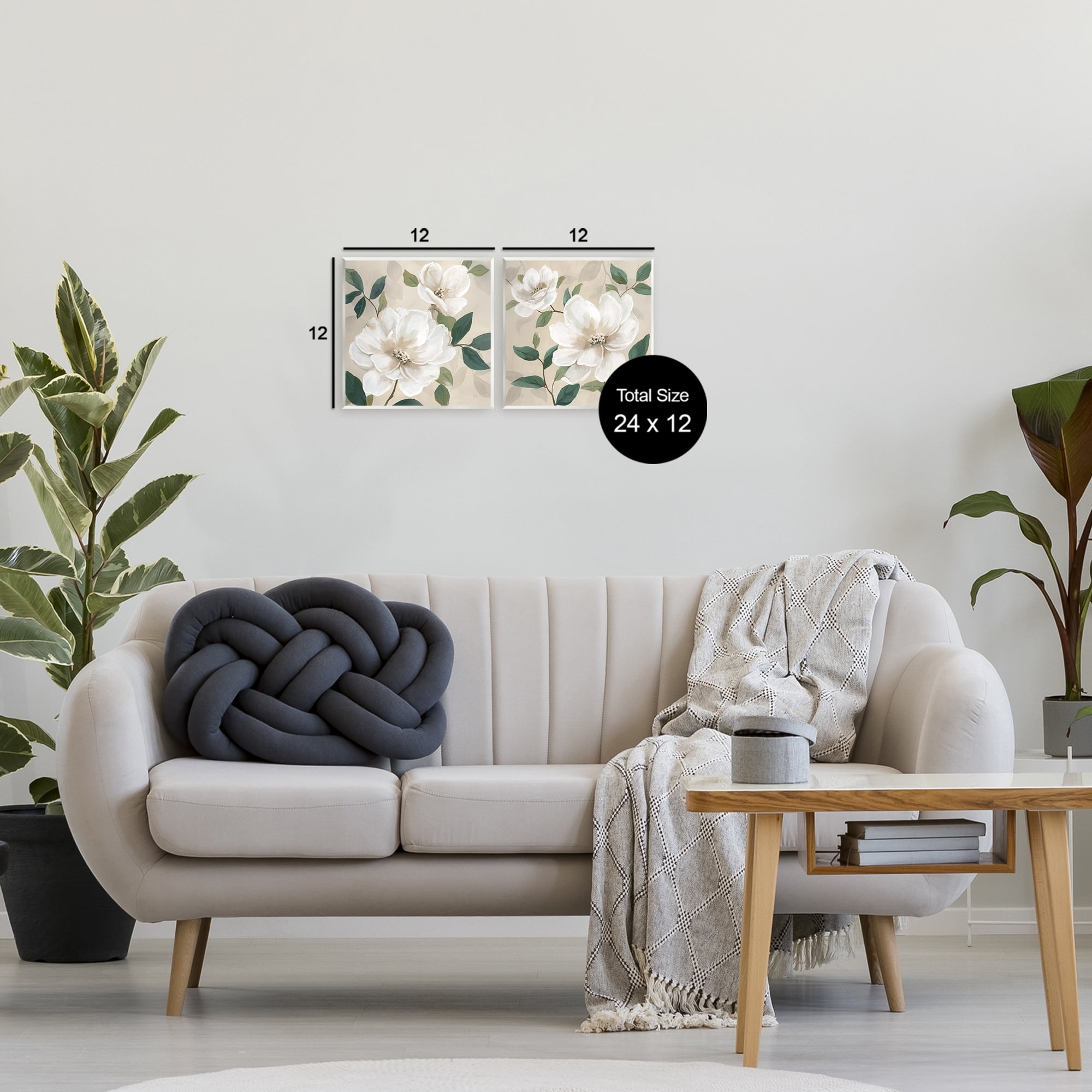 Stupell Industries Serene White Blossoms & Foliage 2 Piece Wall Plaque Art Set, design by Nan