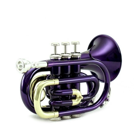 Sky Purple Bb Pocket Trumpet with Case, Cloth, Gloves and Valve
