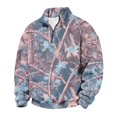 thumbnail image 6 of Havenx Mens Flannel Quarter Zip Up Pullover Long Sleeve Collared Pullover Sweater Mock Neck Camouflage Print Sweatshirts Soft 2026 Fall Winter Outdoor Active Casual Sweater Tops,Pink 3XL, 6 of 7