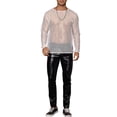 thumbnail image 2 of INSPIRE CHIC Mesh T-Shirt for Men's Long Sleeves See Through Sheer Top White M, 2 of 4