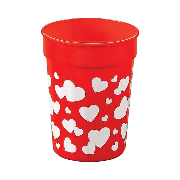Plastic Valentine Heart Cups - Party Supplies - 12 Pieces