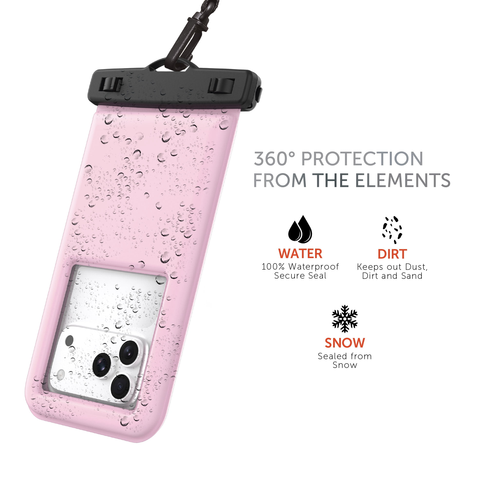 Body Glove Tidal Waterproof Floating Phone Pouch with Secure Seal - Pink/Clear