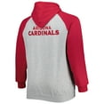 thumbnail image 3 of Men's Heather Gray Arizona Cardinals Big & Tall Fleece Raglan Full-Zip Hoodie Jacket, 3 of 3