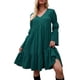 thumbnail image 1 of Vestido de manga larga para mujer Vestido de vacaciones con cuello en V y línea A MABOTO Vestido, 1 of 7