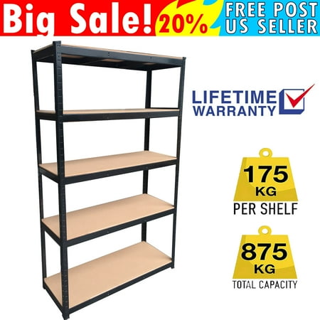 

Dayplus 5-Tier Metal Shelving Unit Adjustable Garage Shed Heavy Duty Shelves Multipurpose Shelf Warehouse Kitchen Living Room Black