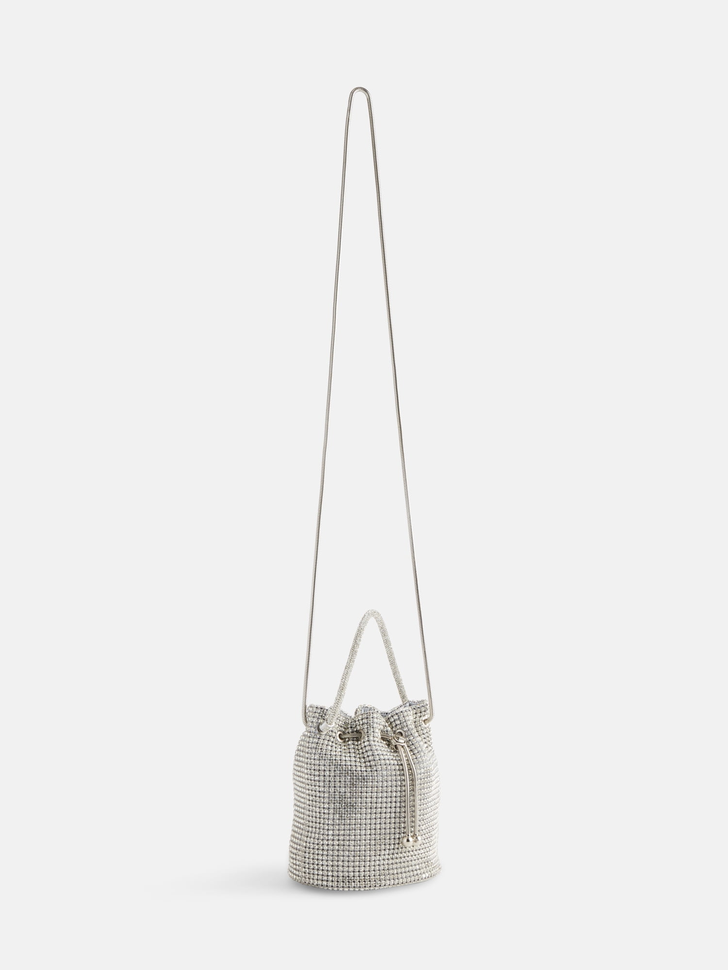 Scoop Women's Faux Rhinestone Bucket Bag, Silver Tone