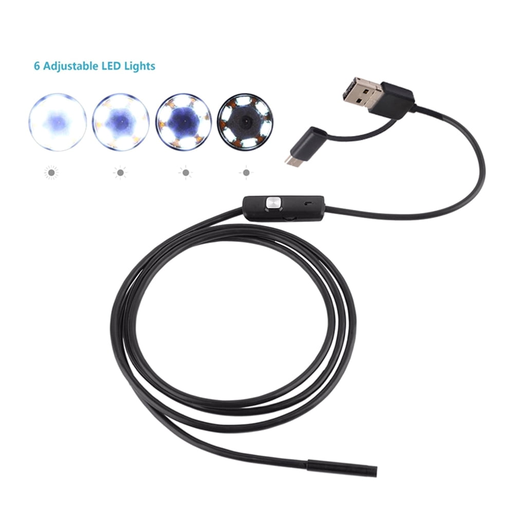 3-in-1 Industrial Borescope Inspection Camera Built-in 6 LEDs IP67 Waterproof USB Type-C Replacement for Android Smartphones/PC