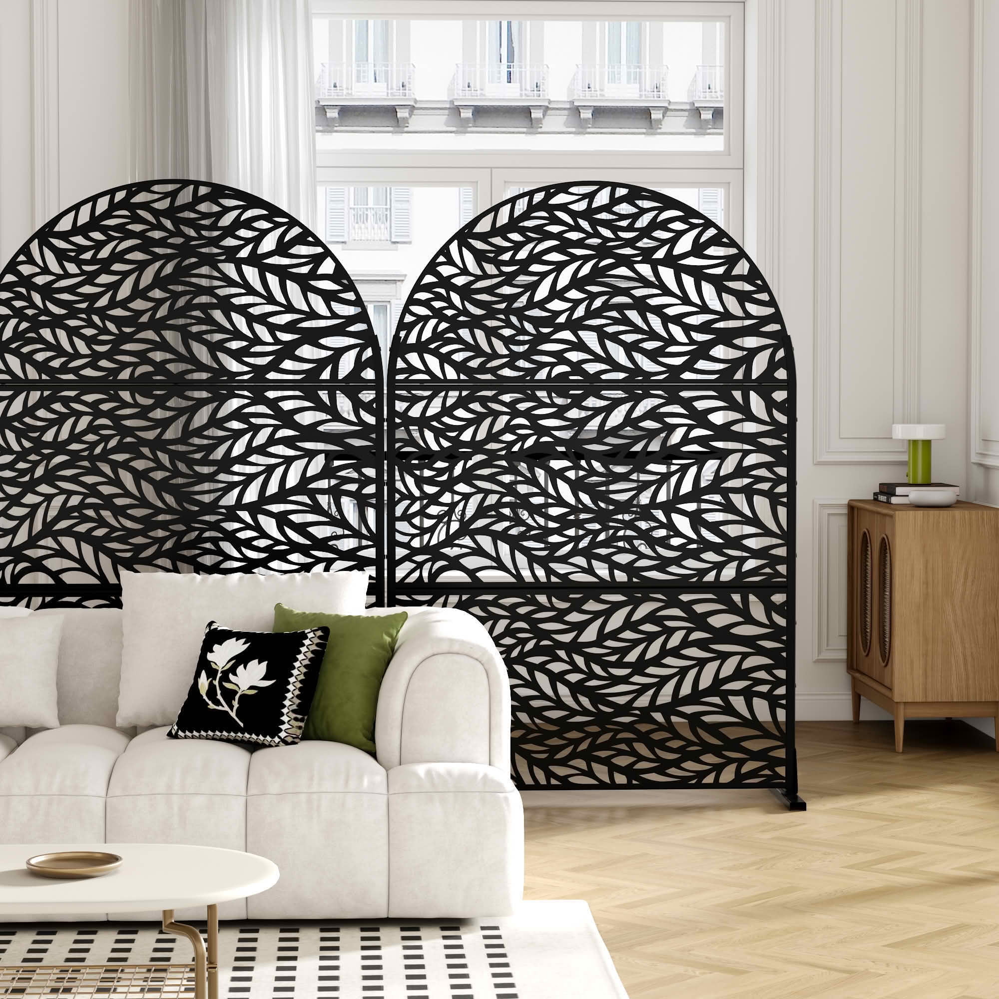 MAYEERTY 72x47 Black Outdoor Natural Privacy Panel Screen, 3 Piece Set Natural Folding Divider for Backyard and Garden