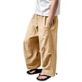 thumbnail image 2 of Bixock Toddler Girls Cargo Pants,Girls Sweatpants,Solid Color Pants Linen Cargo Pants Wide Leg Pants Long Pants, 2 of 6