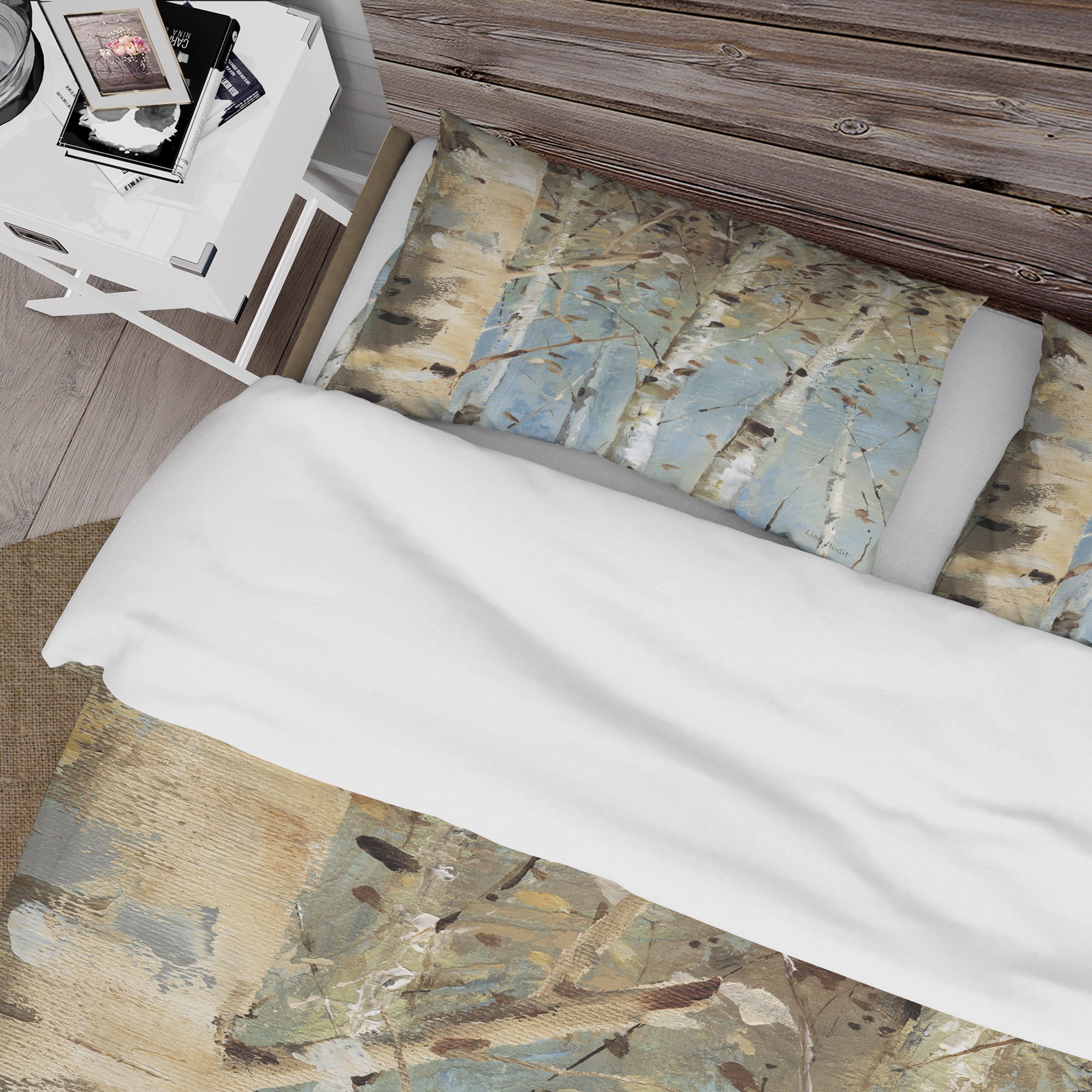 Designart 'White Birch Forest I' Farmhouse Duvet Cover Set