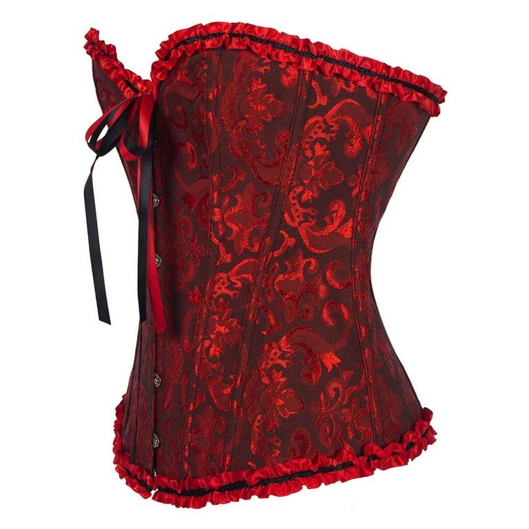 DODOING Women Satin Lace Sexy Bustier Corset Basque Lace Up DODOING Women Satin Lace Sexy Bustier Corset Basque Lace Up