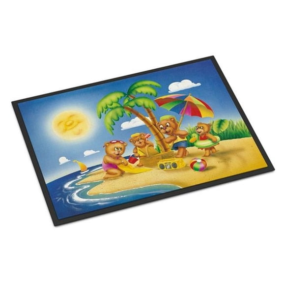 Bears Playing at the Beach Indoor or Outdoor Mat, 24 x 36 in.