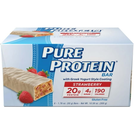 Veg Protein Booster - Pure Protein Bar, Strawberry Greek Yogurt, 20g Protein, 6 Ct