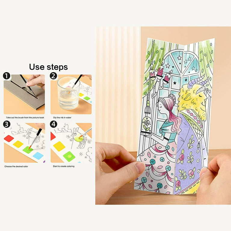 Pocket Watercolor Painting Book, Wonderful Forest Paint with Water for Girls Kids Toddlers, Hours of Painting Fun for Children, Improve Your Child's