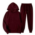 thumbnail image 2 of Womens 2 Piece Outfits Lounge Hoodie Sweatsuit Sets Plus Size Fall Fashion Clothes Airport Travel Pants Tracksuits Wine 3XL, 2 of 3