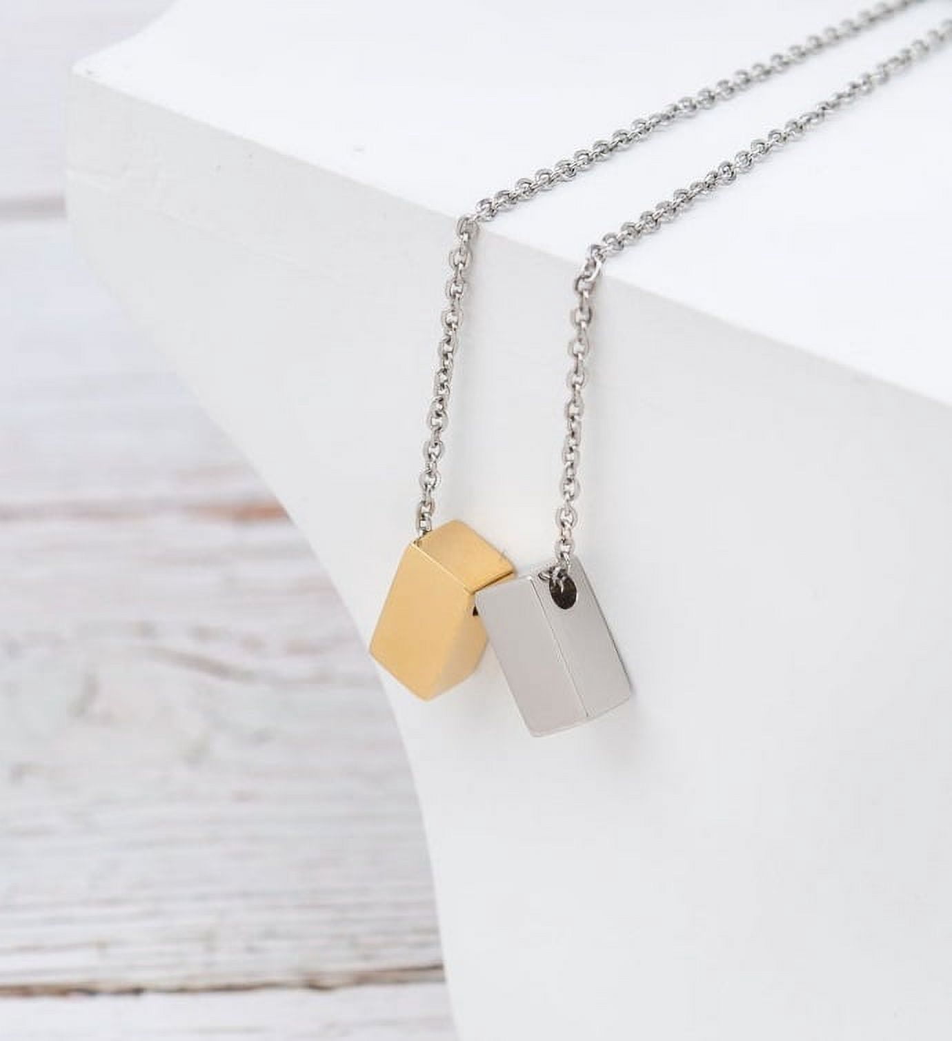 To The Best Mother Mother's Day Gift, Gift for Her, Gift for Her, Mother's Day Jewelry with Card, Card and Necklace Set for Mother's Day, Gift for Mom [Silver-Gold Cube, No-Personalized Card]