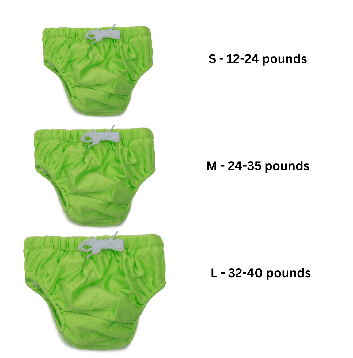 KaWaii Baby Unisex Infant Toddler Swim Diapers, Reusable Swimming Pants (Pack of 5 Green L 32-40 lbs)