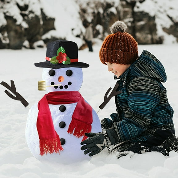 ​16-Piece Wooden Snowman Dress-Up Kit - Christmas Accessories Set with Hat, Scarf & Buttons for Outdoor Snow Decor (Ages 3 )​​ Black