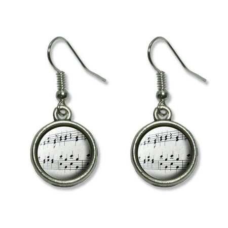 Musical Note Earrings - Music Musical Notes - Score Composition Dangling Drop Earrings