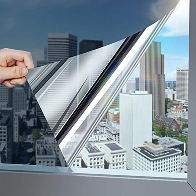 One Way Window Privacy Film Daytime Privacy Window Tint for Home UV Blocking Reflective Heat Control Glass Films Non-Adhesive Mirror Window Clings