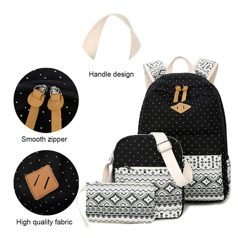 School Backpacks for Teen Girls Lightweight Canvas Bookbags Set with Lunch  Bag & Pencil Case
