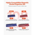 thumbnail image 2 of Magnetic Socket Organizer Set 4PCS Socket Trays for Metric and SAE, Blue & Red Tool Holders with 108 Slots, Strong Magnetic Base, Reinforced ABS, Garage Workshop Auto Repair Socket Storage Solution, 2 of 11