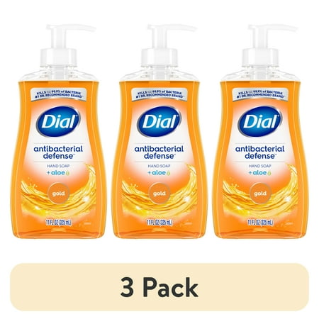 (3 pack) Dial Antibacterial Liquid Hand Soap, Gold, 11 fl oz