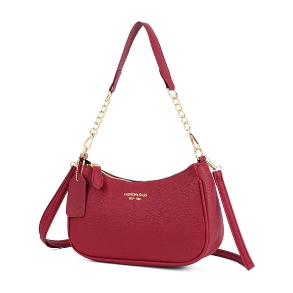 Deago Crossbody Bags for Women Small Crescent Shoulder Bag Underarm Purse Retro Classic Hobo Clutch Tote Handbag (Red)