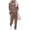 Striped Dark Khaki, variant on PRETTYGARDEN Women Fall 2 Piece Lounge Outfit Long Sleeve Tops High Waisted Jogger Pants Set Spring Travel Clothes Tracksuit