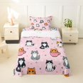 thumbnail image 2 of Manfei Kawaii Teacup Cat Twin Sheets, Triangle Abstract Bedding, Pink, 3-Piece, 1 Flat Sheet, 1 Fitted Sheet and 1 Pillowcase, 2 of 6