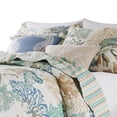 thumbnail image 3 of Benjara Wade 3pc King Size Quilt Set- Sham- Jade Blue Coastal Microfiber Cotton, 3 of 6
